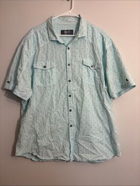 BKE Men's Short Sleeve Button-Down Shirt - Aqua Dot